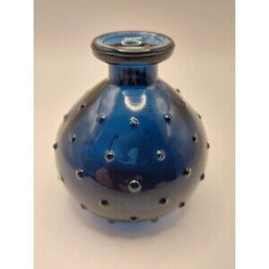 Blue Hobnail Bud Vase 3 x 3 Inches Rare
